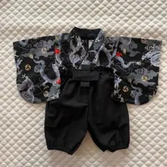 ハンドメイド☆ベビー袴☆龍柄☆ブラック地×ブラック