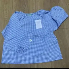 幼稚園用スモック SSS 青と白のチェック柄 80センチ