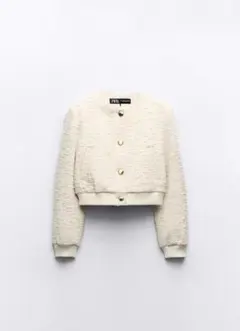 ZARA ノーカラージャケット アイボリー
