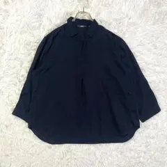 UNIQLO ユニクロ レーヨンスキッパーブラウス 七分袖 L ネイビー