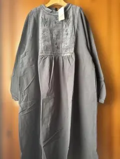 サマンサモスモス Samansa mos2 ベロア植物図鑑柄刺繍ワンピース