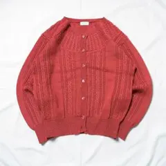 薄手カーディガン 春服 前ボタン コーラルオレンジ L ナチュラル