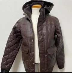 ブラウン フード付き ダウンジャケット