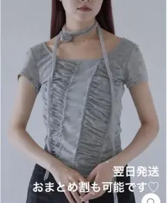 1点のみ！MESH RUCHED FLORAL TOP 同型　uenui好さん♡
