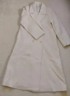 【美品ウール】 ロングコート ダブルボタン　アイボリー