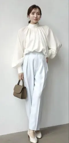 anuans ダブルサテンアシンメトリーブラウス＆ダブルサテンストレート