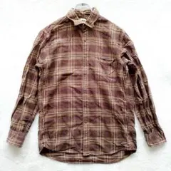 ユニクロ チェックシャツ ブラウン 【M】 カジュアル 春秋 綿100 定番