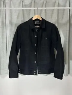 バーバリーブラックレーベル ジャケット シャドーチェック ロゴ刺繍 黒 M