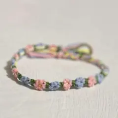 11【ハンドメイド】お花のミサンガ