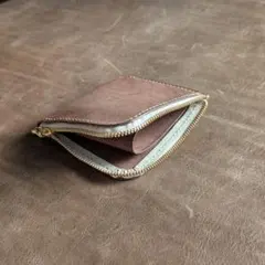 本革 ミニ財布 ハンドメイド ブラウン系