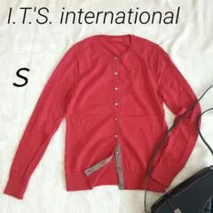 未使用　I.T.S. international レッドウールカーディガン　薄手