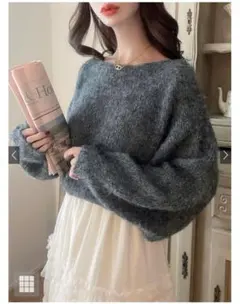 前後2Wayモヘヤタッチニットショート丈トップス[mb1569]