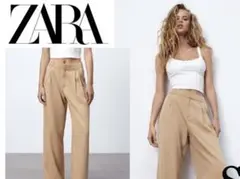 ZARAダーツディーテールフルレッグスワイドパンツXS