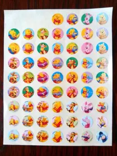 Disney くまのプーさん 丸形シール(3個使用済み)