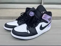 ナイキ エアジョーダン 1 ミッド タイダイ　ブラック＋ホワイト　28cm 紫