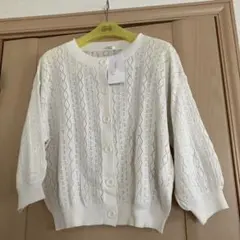 COLZA レース編み ホワイトカーディガン 五分袖