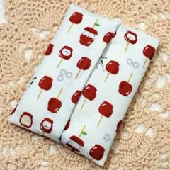 ハンドメイド　ポケットティッシュケース　りんご飴　シマエナガ　ホワイト