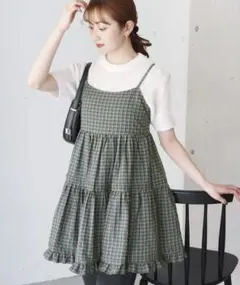 チェック柄 キャミワンピース