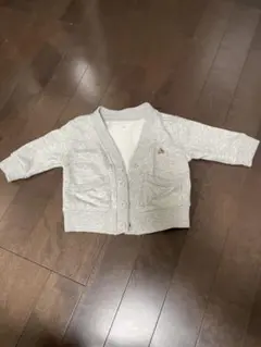 GAP Vネック カーディガン クマ刺繍グレー3-6M60cm