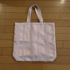 薄いピンク 織り柄　ストライプ トートバッグ