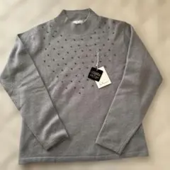 ラフモア　新品未使用カシミア　ビーズ付セーター　Ｍ　グレー