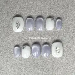 【現品】15.ブルーグレー　マグネット　ホワイト　ラメ　ぷっくり