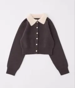 NICE CLAUP シャギー襟配色ポロニット