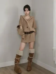 Darich ローウエストデザインニットワンピース