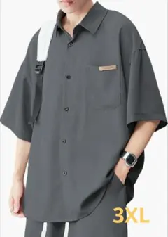 メンズ 半袖シャツ 3XL 涼感 ゆったり ビッグシルエット 夏服のサムネイル