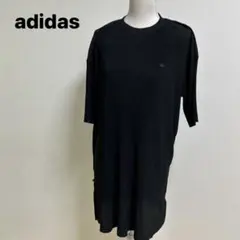 アディダス　ワンピース　チュニック　M黒　トレフォイルロゴ　プリーツ　半袖