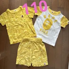 超美品⭐️BAPE KIDS イエロー Tシャツとショートパンツ3点セット 100 