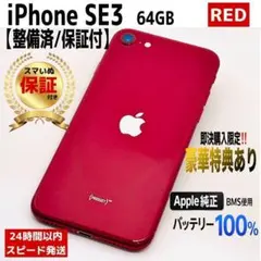iPhone SE3 SE第3世代 64GB レッド 本体 SIMフリー　美品