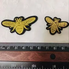 蜂アイロンワッペン　蜂ワッペン　2枚 アップリケ　刺繍ワッペン