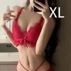 楽ブラ リボンレース下着2917 ワインレッドXL ノンワイヤーブラショーツ