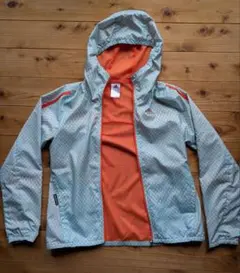 【adidas】水色ドット柄ジャケット ジュニア Sサイズ（120サイズ）