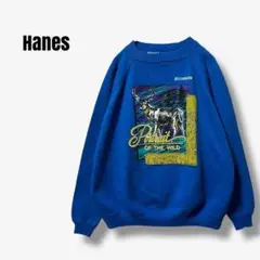 y2926 90s USA製 ヘインズ　アニマルプリント スウェット ミネソタ