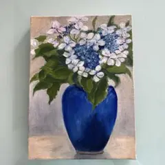 中島　絹子　油絵　紫陽花　アジサイ 新発売】 油絵 絵画 紫陽花の道 - HR | minne 国内最大級の