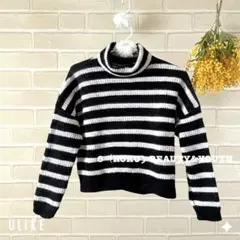 6（ROKU) BEAUTY&YOUTH ショート丈ボーダータートルニット
