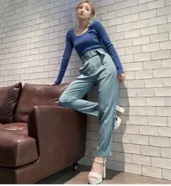 eimy istoire ハイウエストベルトセットテーパードパンツ