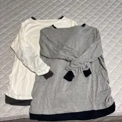 長袖Tシャツ 4L ホワイト・グレー 2枚セット