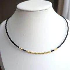 ハンドメイド シンプルマットブラック シードビーズチョーカー ネックレス