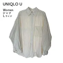 【美品】UNIQLO U Women 長袖シャツ ストライプ L