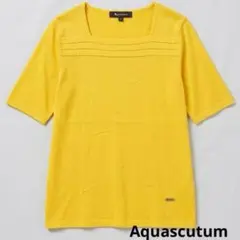 定価約3万円Aquascutum サマーニット イエロー スクエア　春夏トップスのサムネイル