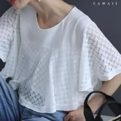 CAWAII 二の腕隠せる シェルレーストップスのサムネイル