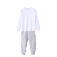 2点セット 120cm Tシャツ長袖 白 1枚 スウェットズボン グレー 1枚