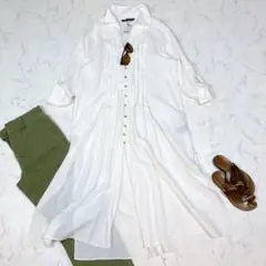 ZARA リネン混シャツワンピース L 新品タグ付