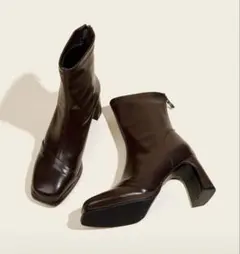 ブラウン アンクルブーツ 8cm ヒール