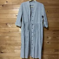 STAMP AND DIARY ストライプ ロングシャツワンピース