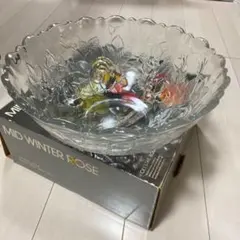 CRYSTAL ローズ柄ガラスボール　深大皿　☆新品未使用☆
