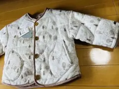 クリーム色 木と動物プリントジャケット